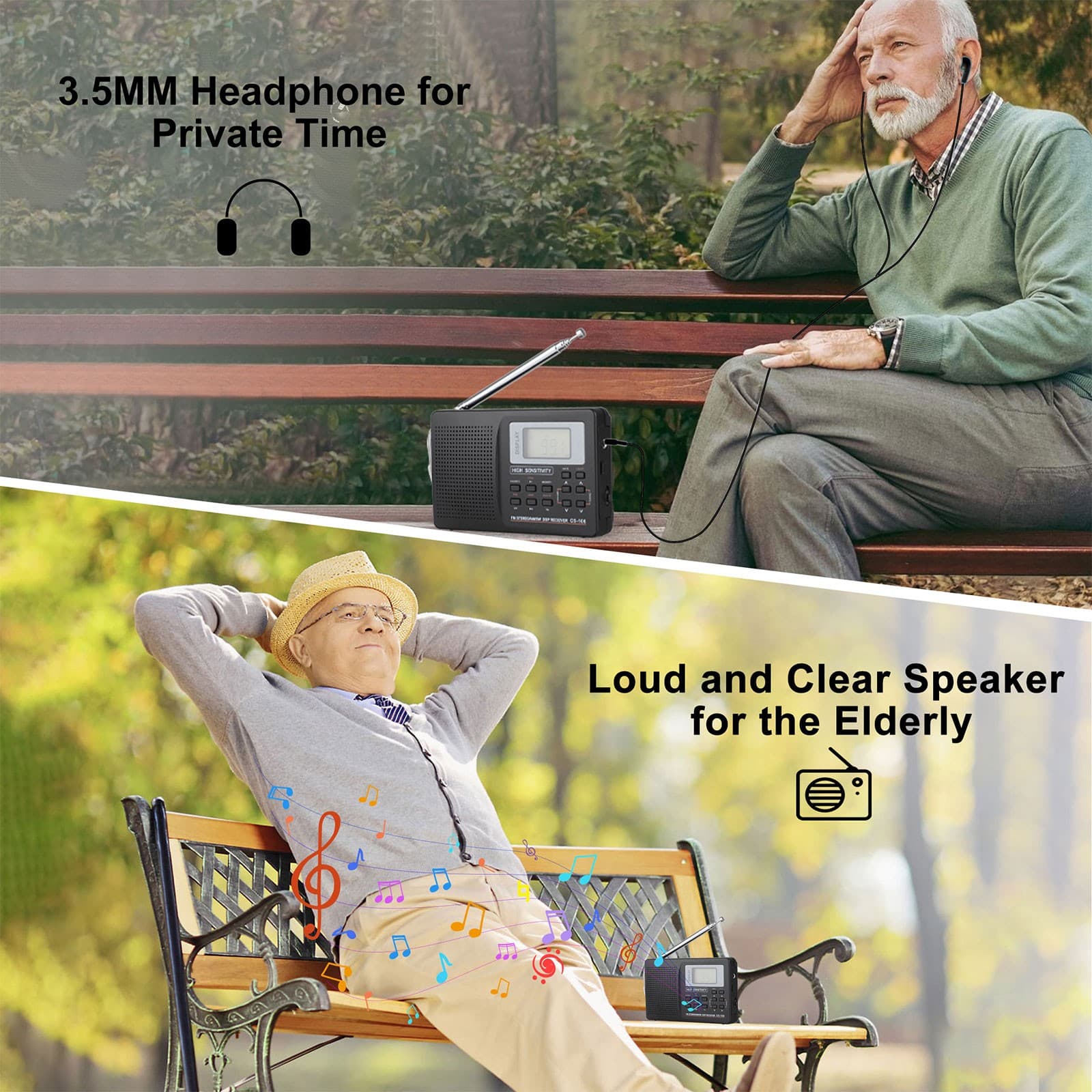 Portable Digital Full Frequency Radio AM/FM/SW/MW/LW Band Receiver w/ Headphones 3