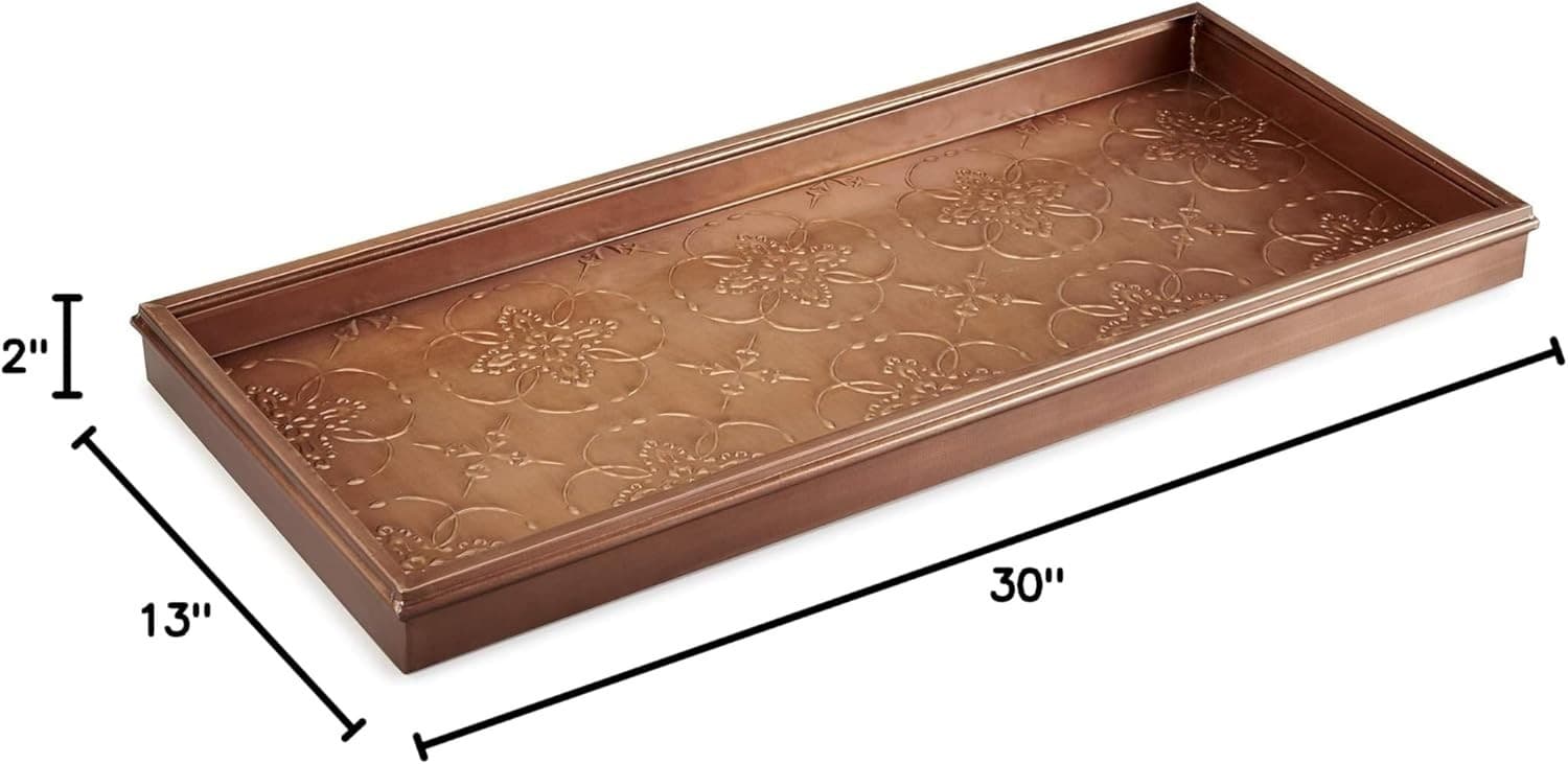 Spacious 30” Copper Boot Tray with Anti-Slip Design - Perfect for Entryways 5