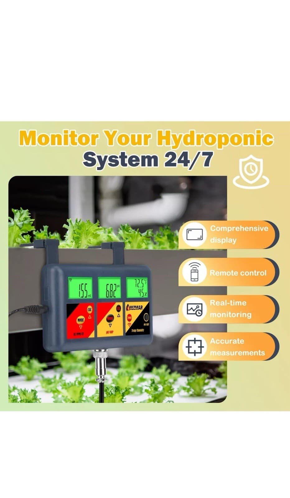 pH EC TDS Continuous Monitor pH ORP Meter for Home Growers, 7 in 1 pH EC PPM ... 6