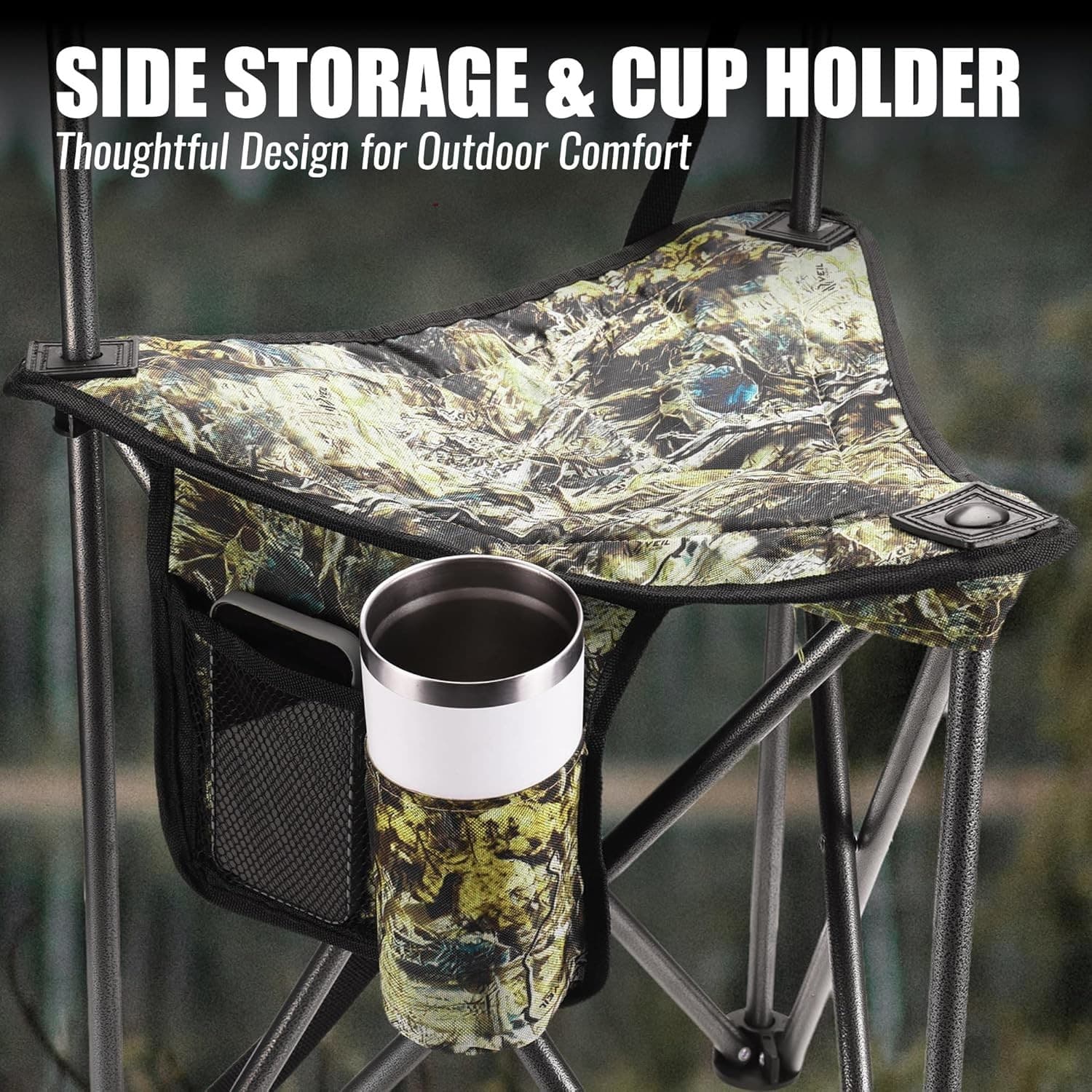 FLISSA Portable Tripod Hunting Chair with Backrest Foldable Hunting Stool 250LBS 4