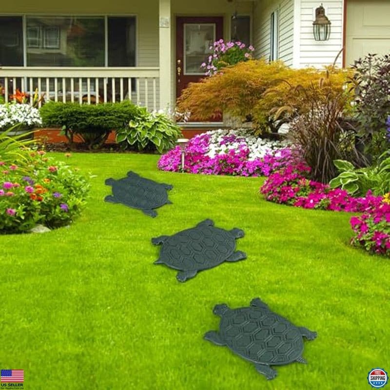 Charming Cast Iron Tortoise Stepping Stone - Green Turtle Garden & Walkway Paver 6