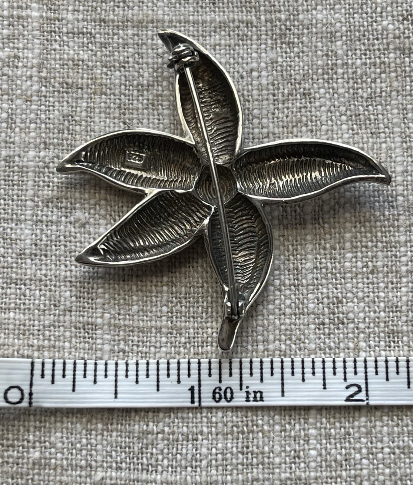 Sterling Silver 925 Hawaiian Plumeria or Poinsettia Flower 2.25” Brooch Pin 15g 4