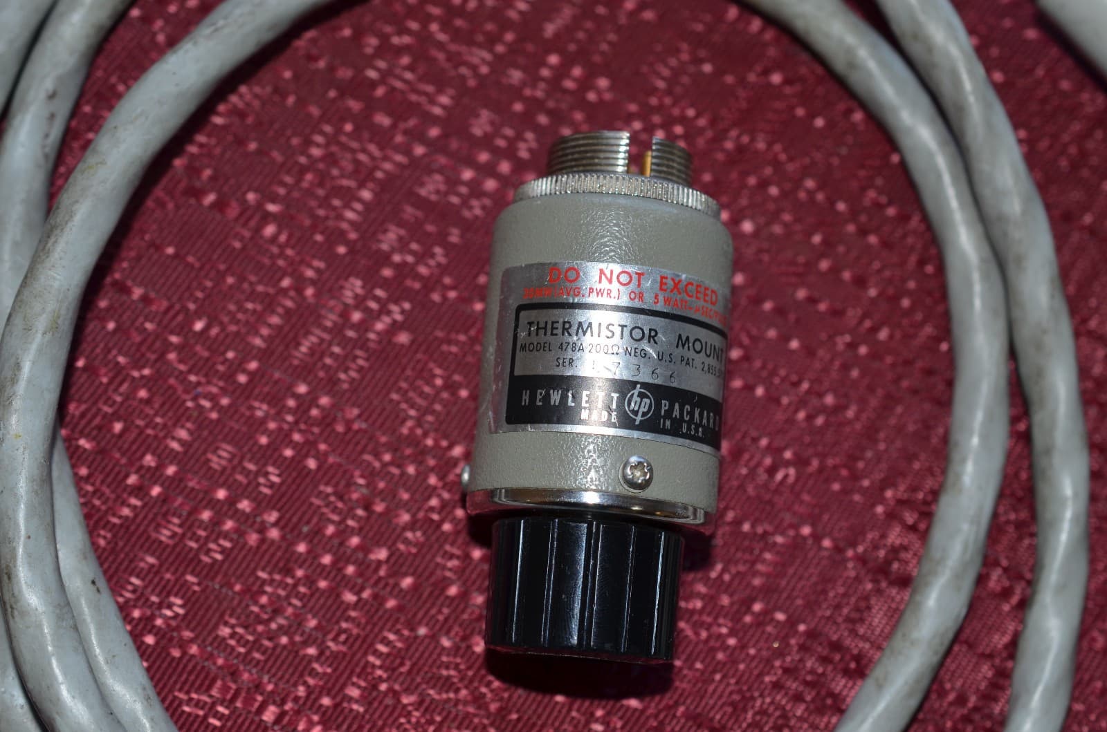 Hewlett Packard thermistor mount Model 478A 200 ohms with cable tested 4