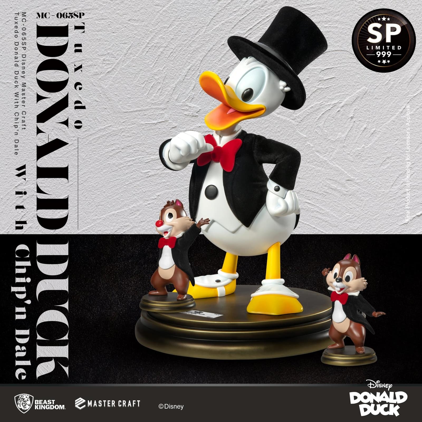 Disney Master Craft Tuxedo Donald Duck (With Chip 'n Dale) Table Top Statue 3
