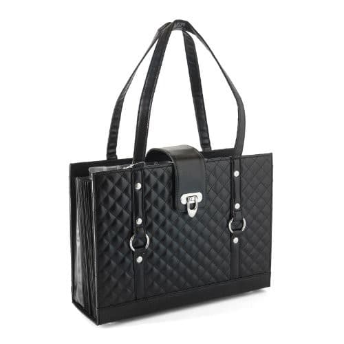 Texture Faux Leather File Organizer Tote -() Black 2