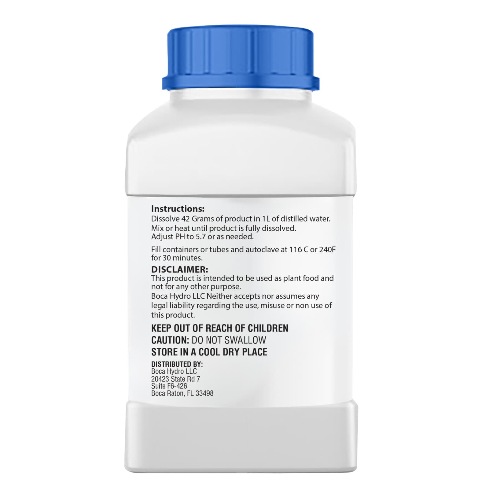 Boca Hydro MS Multiple Species Plant Tissue Culture Medium with Agar + Sucrose 3