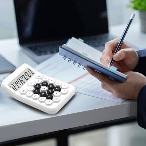 White Standard 12 Digit Large LCD Display Basic Office Calculator with Q9-White 5