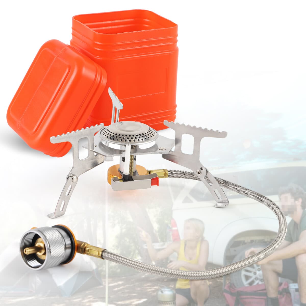 Butane Propane Burner Portable Gas Camping Stove w/Adapter Outdoor Hiking Picnic 2
