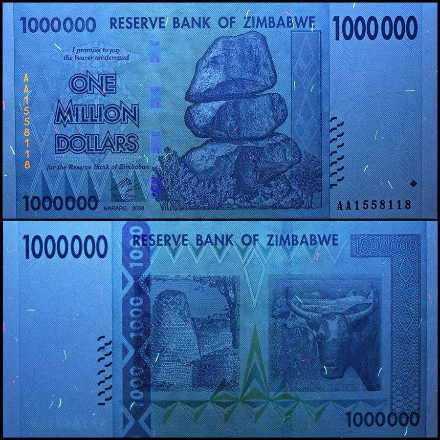 Zimbabwe 1 Million Dollars, 2008, P-77, Used 2