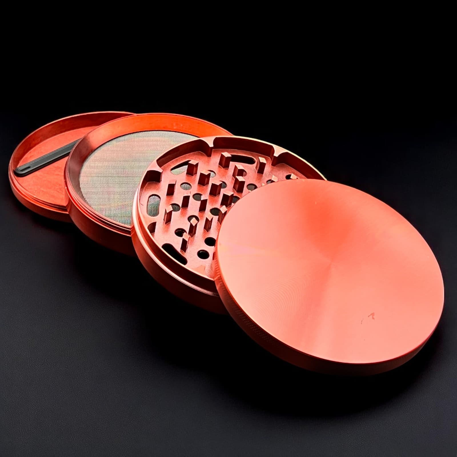 Extra Large Grinder 4 inch XL Herb & Spice, Tobacco Crusher 4 piece (Red) 2