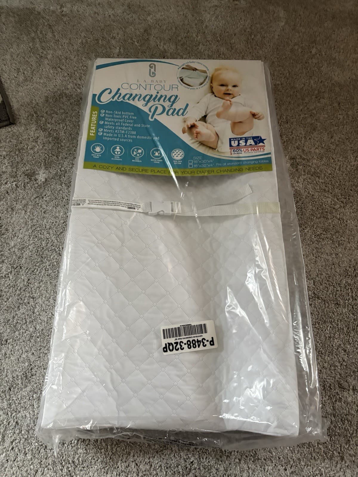 L A Baby P-3488-32QP 32 in. Contour Changing Pad-White