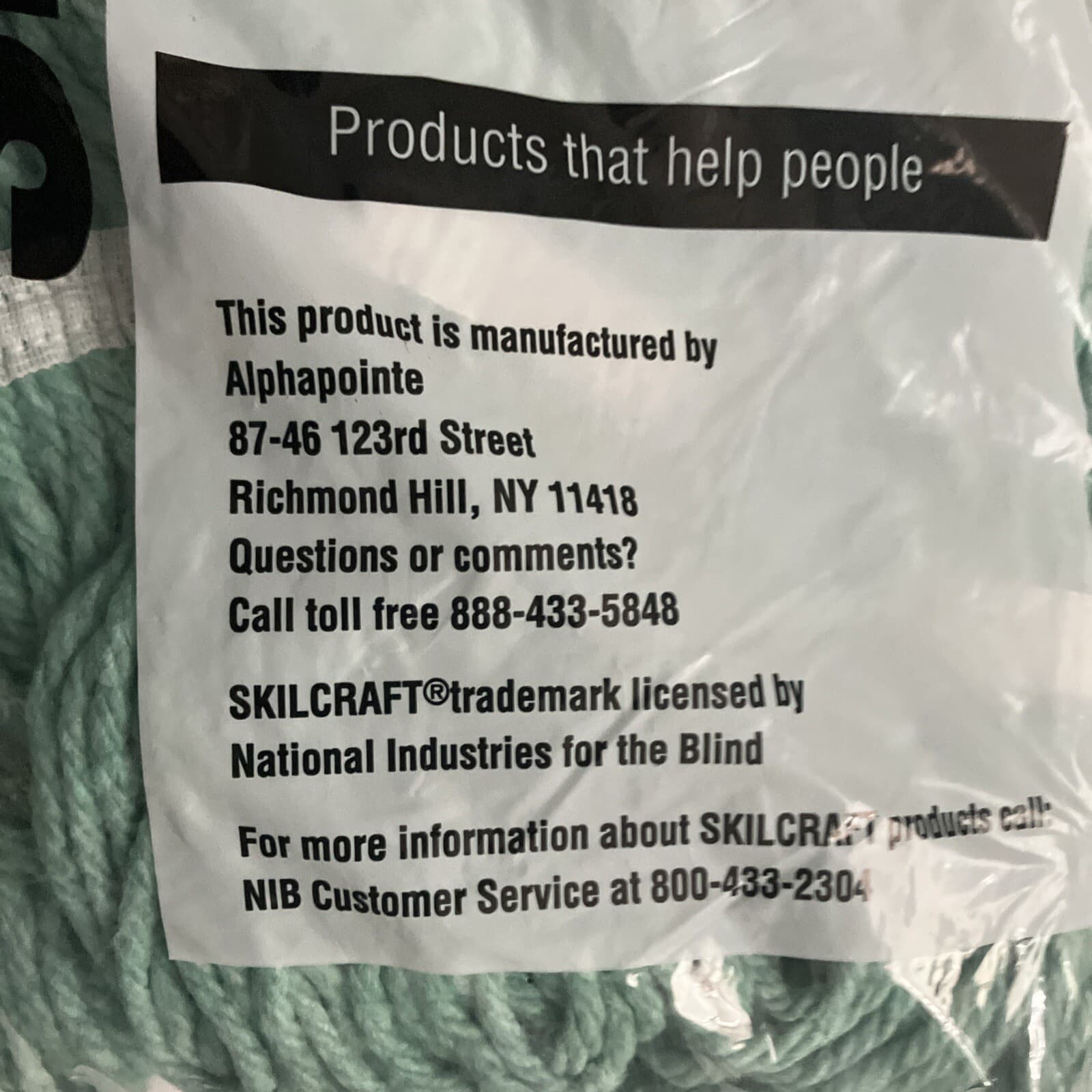 Skilcraft Inhibitor Anti-Microbial Mop Head 4 Ply Synthetic Yarn Looped End Mop 5
