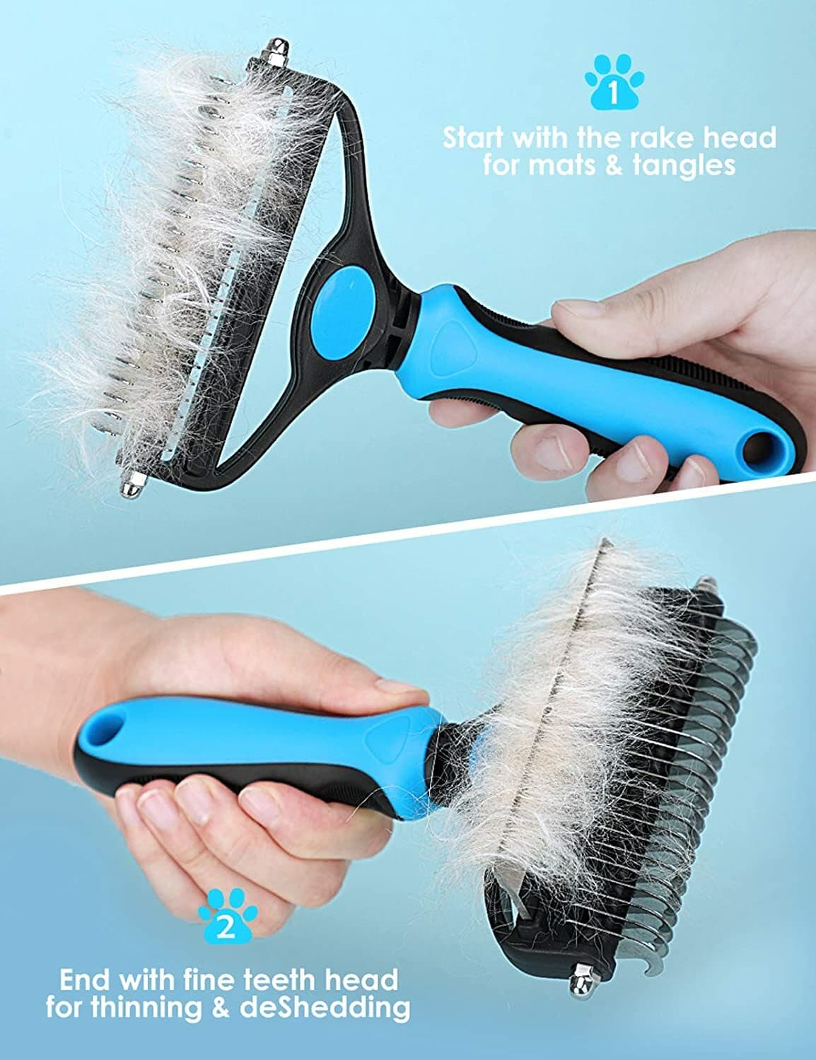 Pet Neat Double Sided Pet Grooming Brush 2 in 1 Deshedding Tool & Undercoat Rake 4