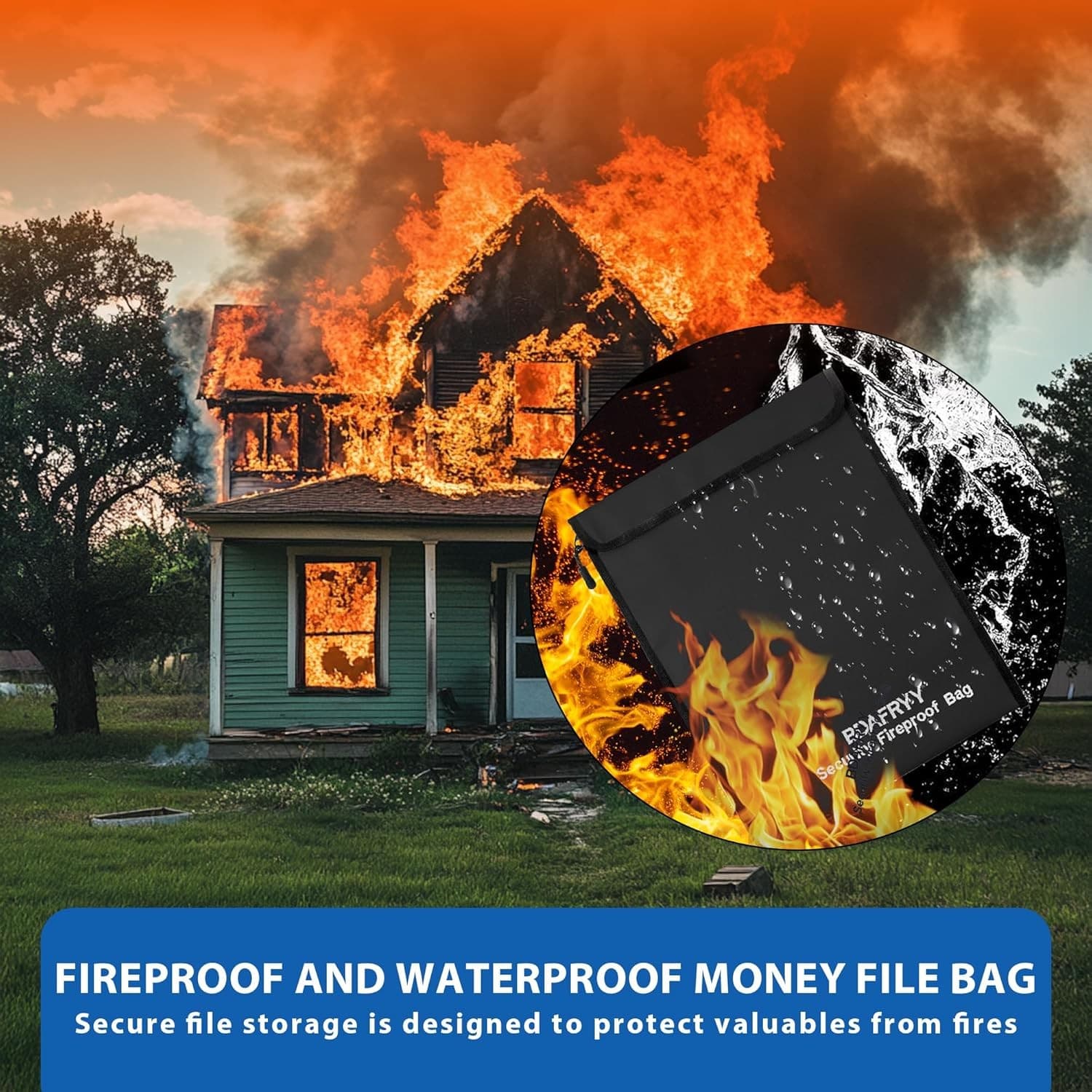 3 Pcs Fireproof Document Bag,Waterproof Money Important Document Bag(2000℉) 5