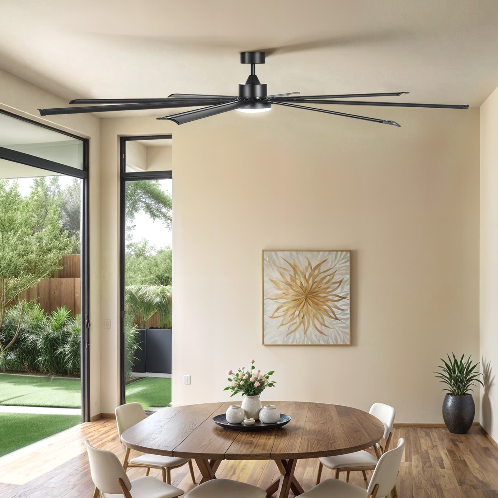 80" Commercial Ceiling Fan w/ Adjustable Light Remote Control Reversible Black 2