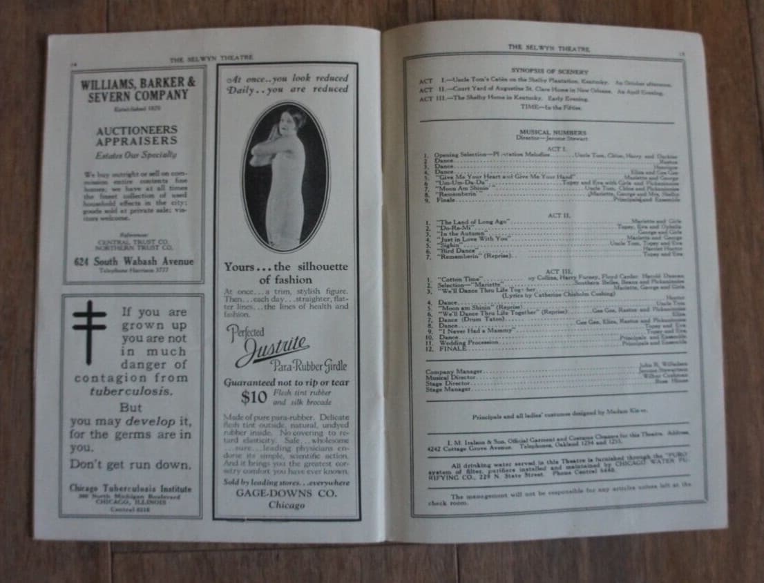 Antique 1924 THE SELWYN THEATRE Program Duncan Sisters TOPSY AND EVA Chicago Ads 6