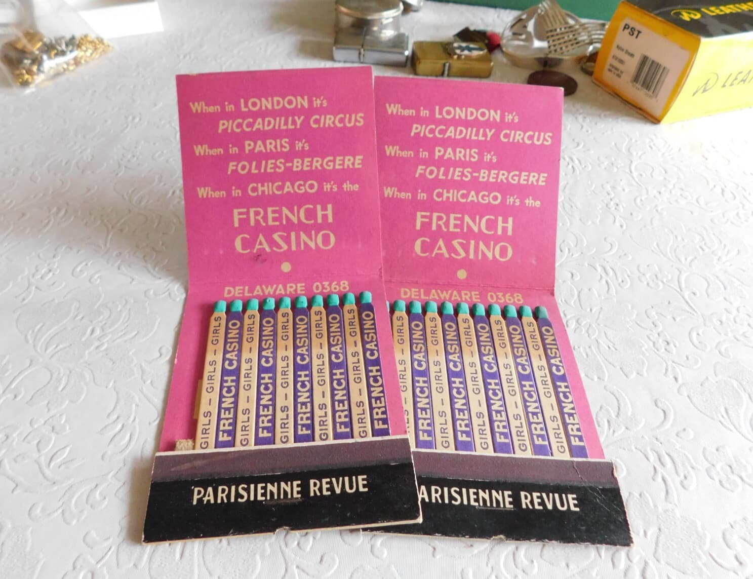 VINTAGE SUPER SIZED FRENCH CASINO CHICAGO ART DECO MATCHBOOK COVERS UNUSED 3