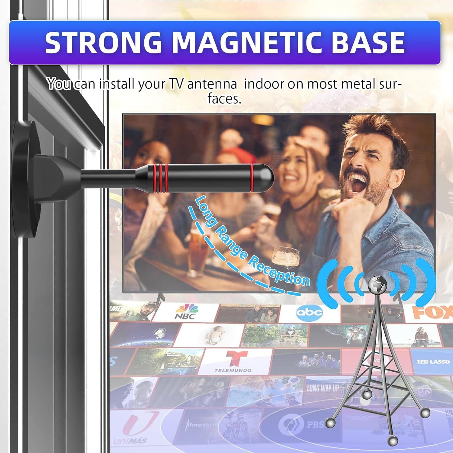 Antena De TV Television Digital Para TV Para Interior HD Canales Gratuitos 1080P 2