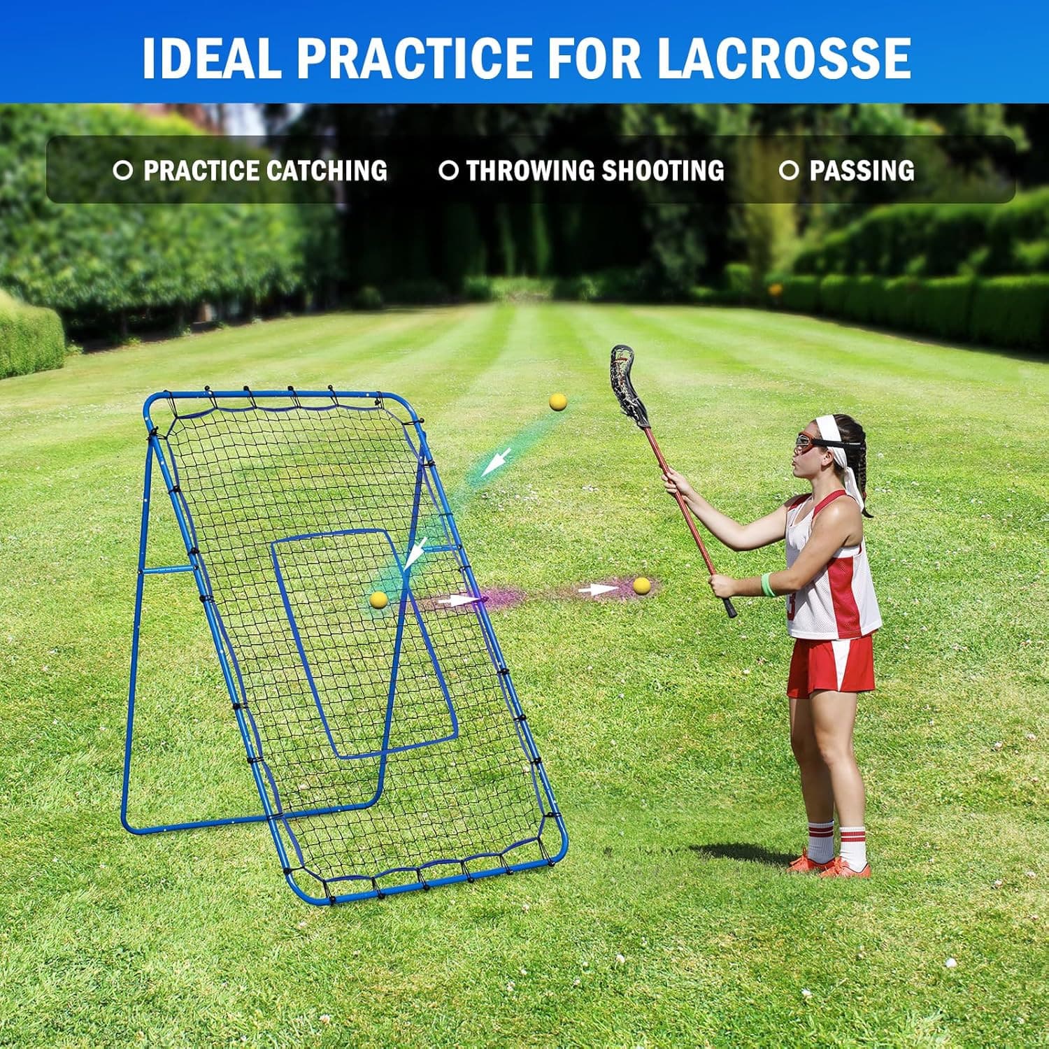 Lacrosse Rebound Net Pro,  Lacrosse Rebounder for Backyard, 7X4Ft/6X4Ft Adjustab 2