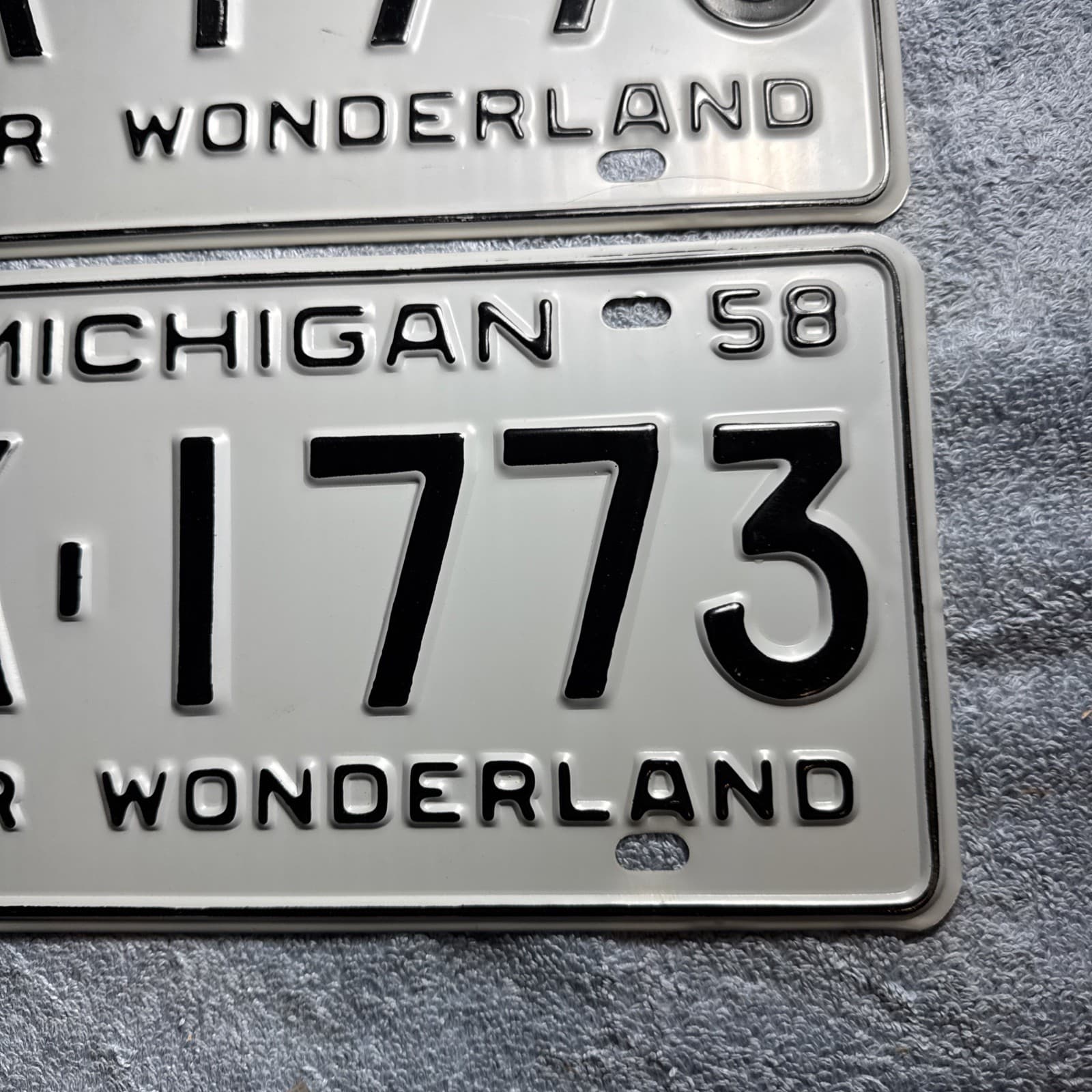 1958 Michigan License Plate Pair PK-1773 Water Wonderland 5