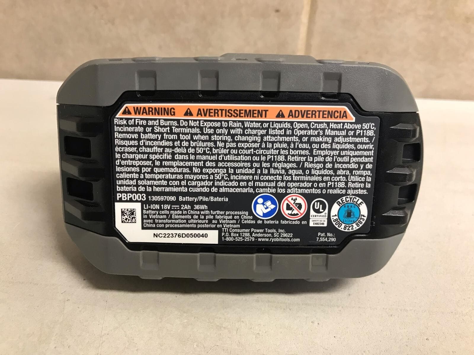 2x Ryobi ONE+ HP 18V High Performance Lithium-Ion 2.0 Ah Battery PBP003 Geniune 2