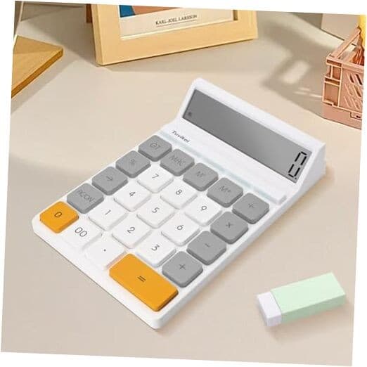 12-Digit LCD Desktop Calculator - Portable Handheld Basic Office Gray