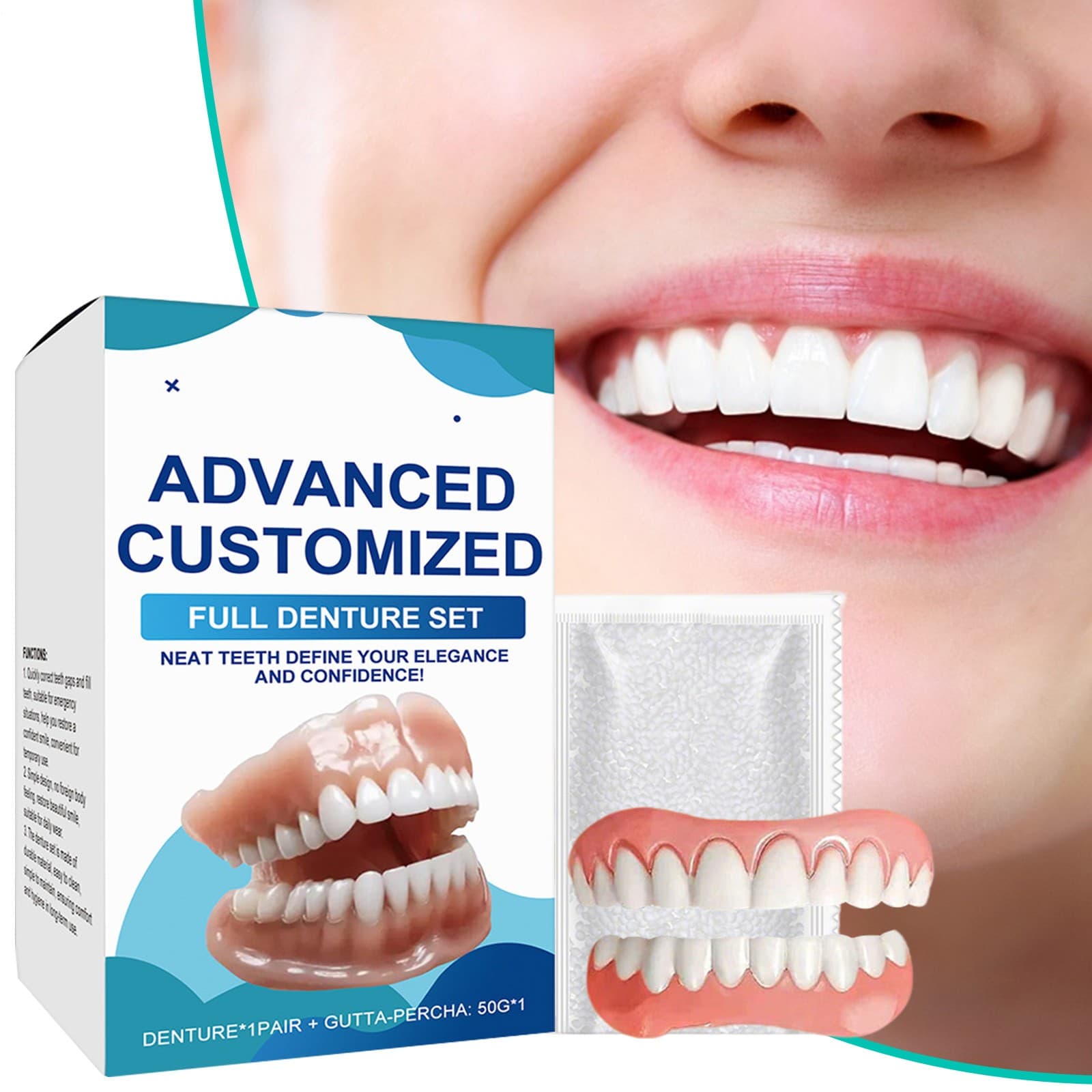 Full Denture Set for Men and Women Upper and Lower Denture False Teeth 2