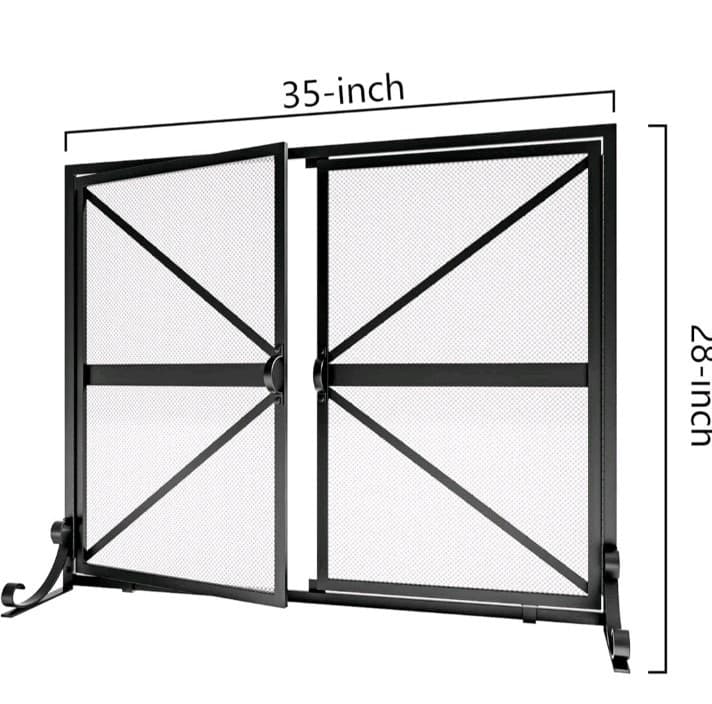 FIRE BEAUTY  FIREPLACE SCREEN WROUGHT IRON MESH 2 DOORS 35” x 28” 4