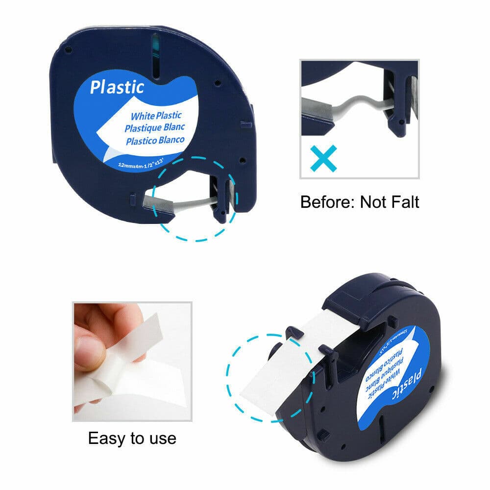 7PK Dymo LetraTag Refill 91330 91331 Plastic Paper Label Tape 12mm LT-100H QX50 5