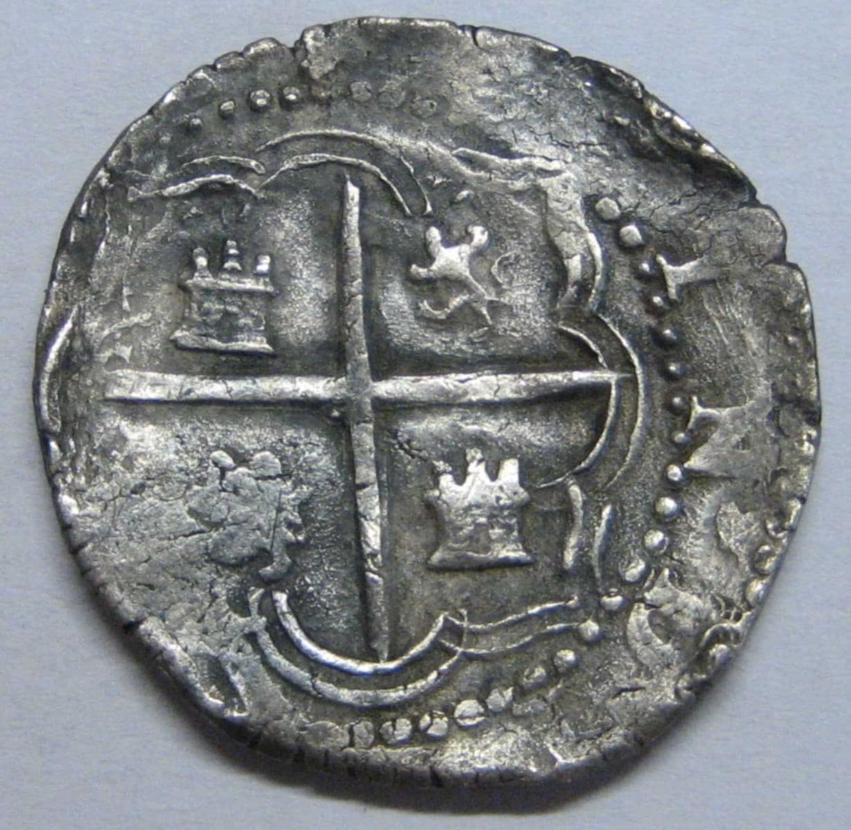 PHILIP II 1 REAL COB POTOSI ASSAYER B 1500s SPANISH COLONIAL ERA BOLIVIA 2