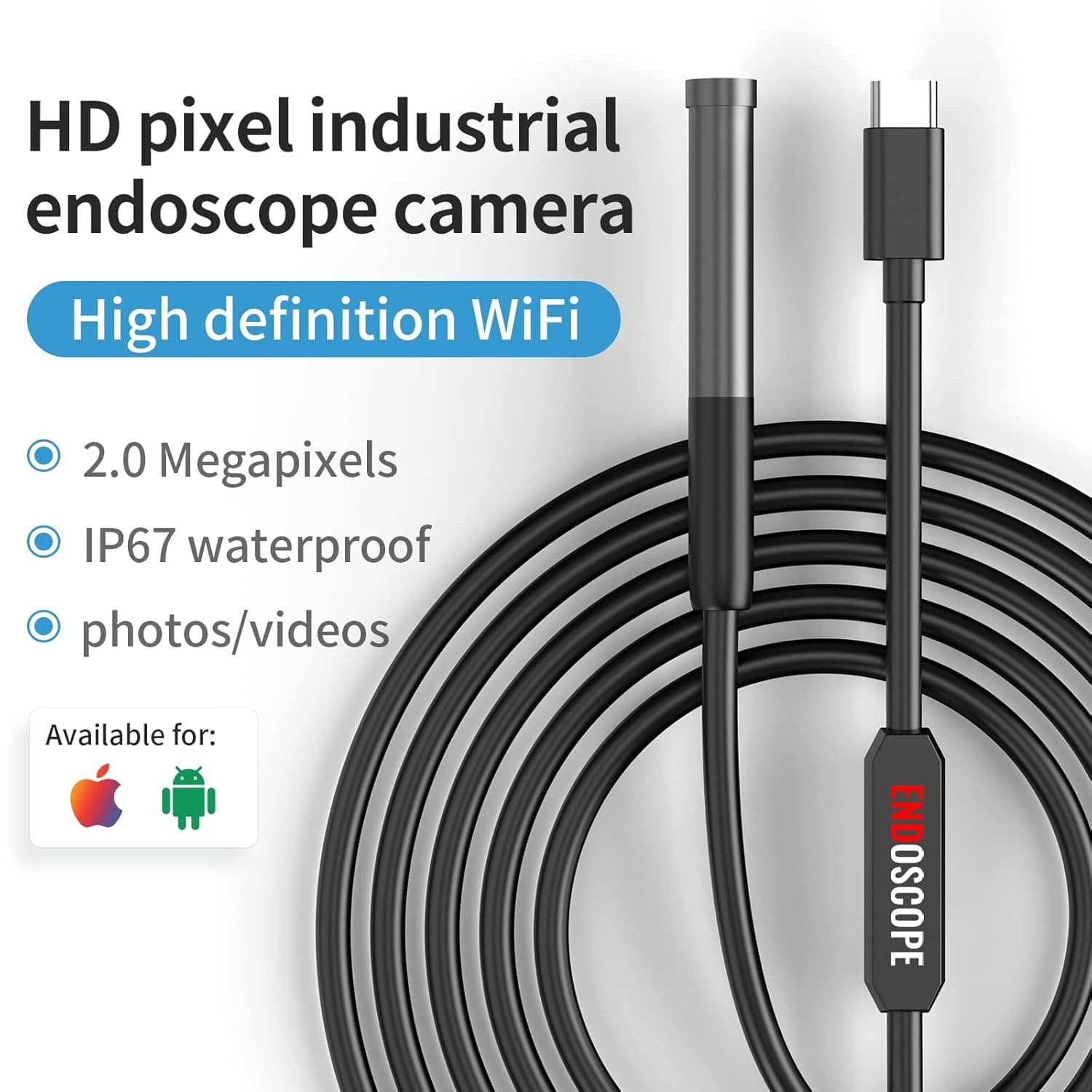 Endoscope Camera with 9.8ft Borescope Inspection Cameras for iPhone iPad/Android