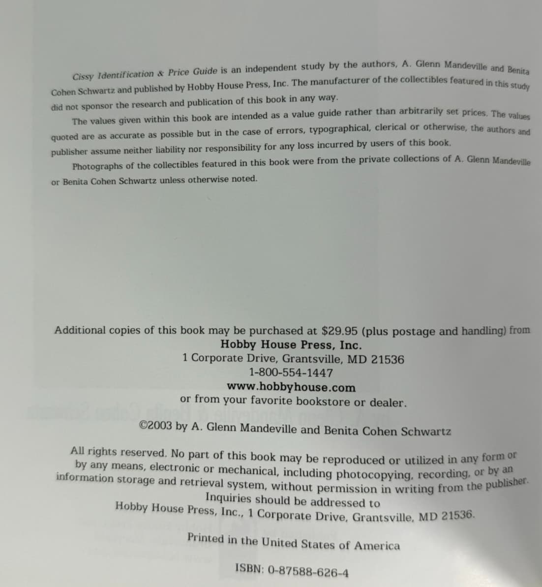 Cissy Identification & Price Guide by Mandeville & Schwartz (2003, HC) 6