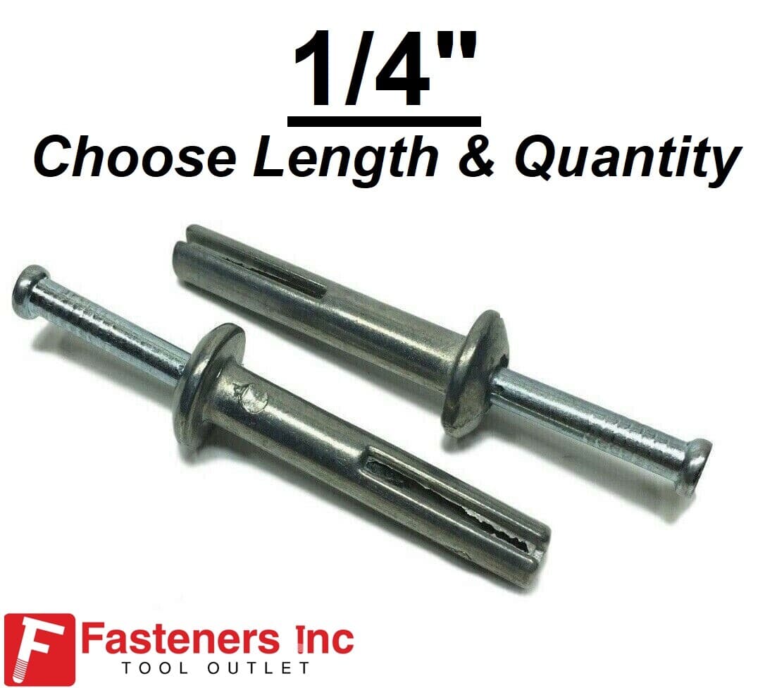 1/4" Nail-On Concrete Expansion Anchor Drive Pin Alloy Zinc (Choose Size & Qty)