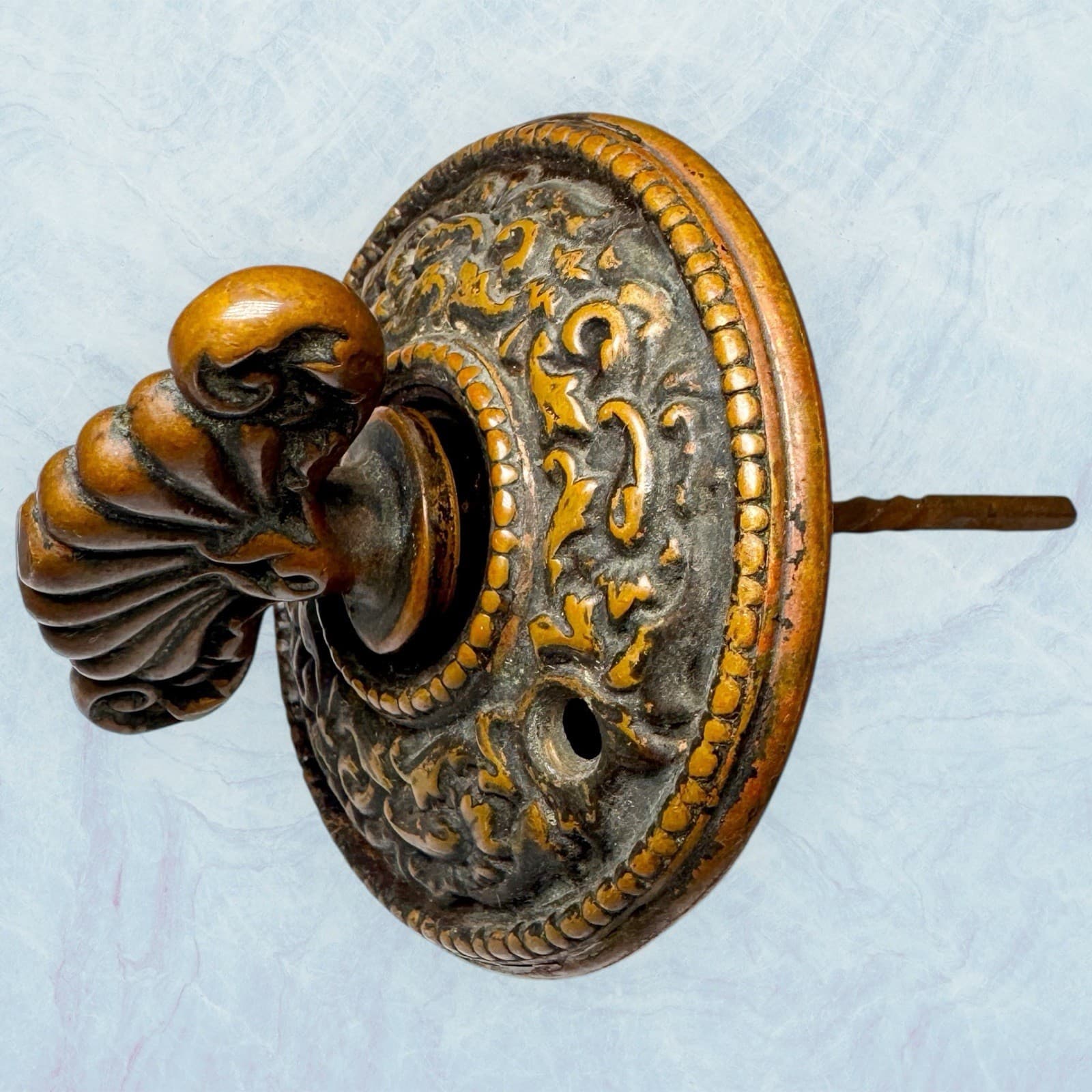 Antique Russell Erwin Eastlake Victorian Turn Doorbell Door Bell Ringer Bronze 3