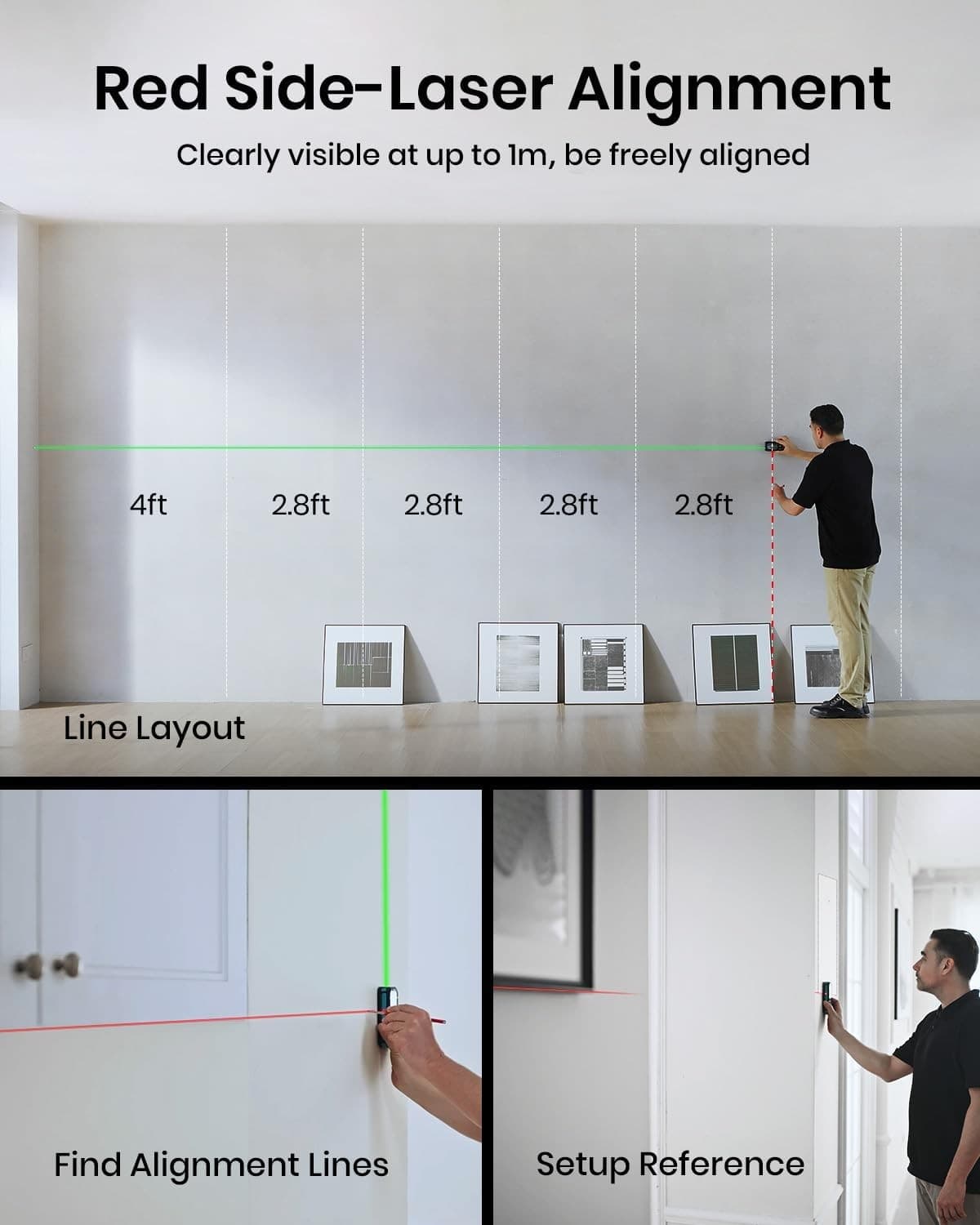 MILESEEY S50 Green-Beam Laser Distance Measure - 400ft Laser Measure P2P, Side-L 6