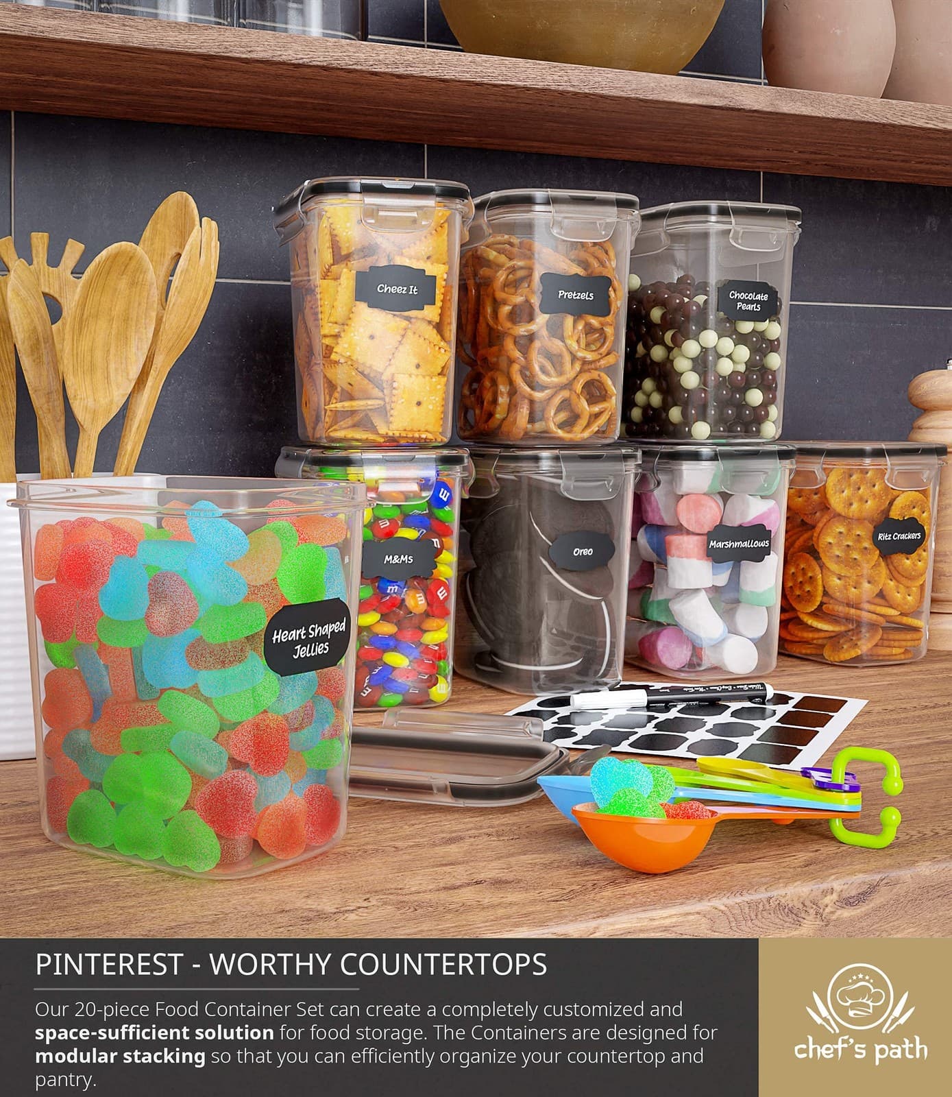 Contenedores herméticos de almacenamiento de alimentos con tapas para cocina NEW 4