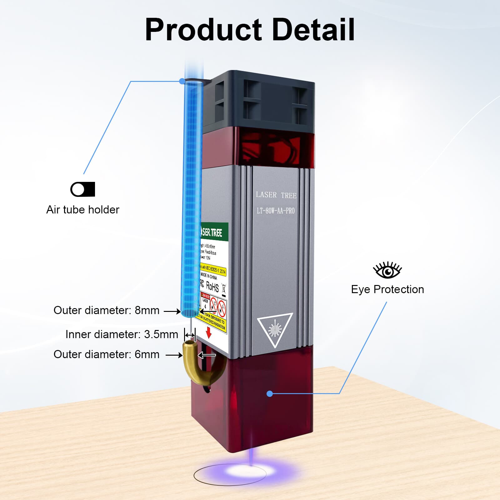 LASER TREE 10W Laser Module 12V with Air Assist 450nm Laser Engraving Machine 6