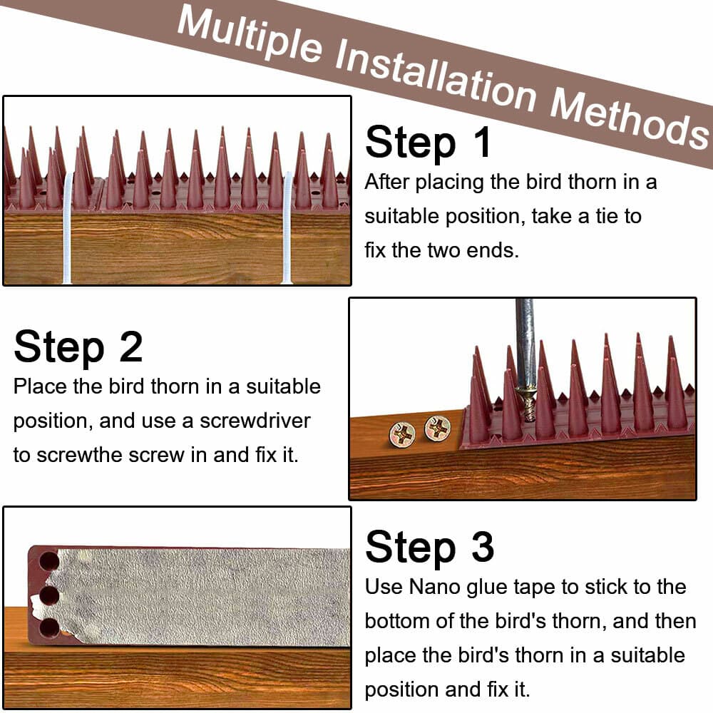 Cat Bird Repellent Spikes Outdoor Fence Spike Plastic Deterrent Climb Strips 5