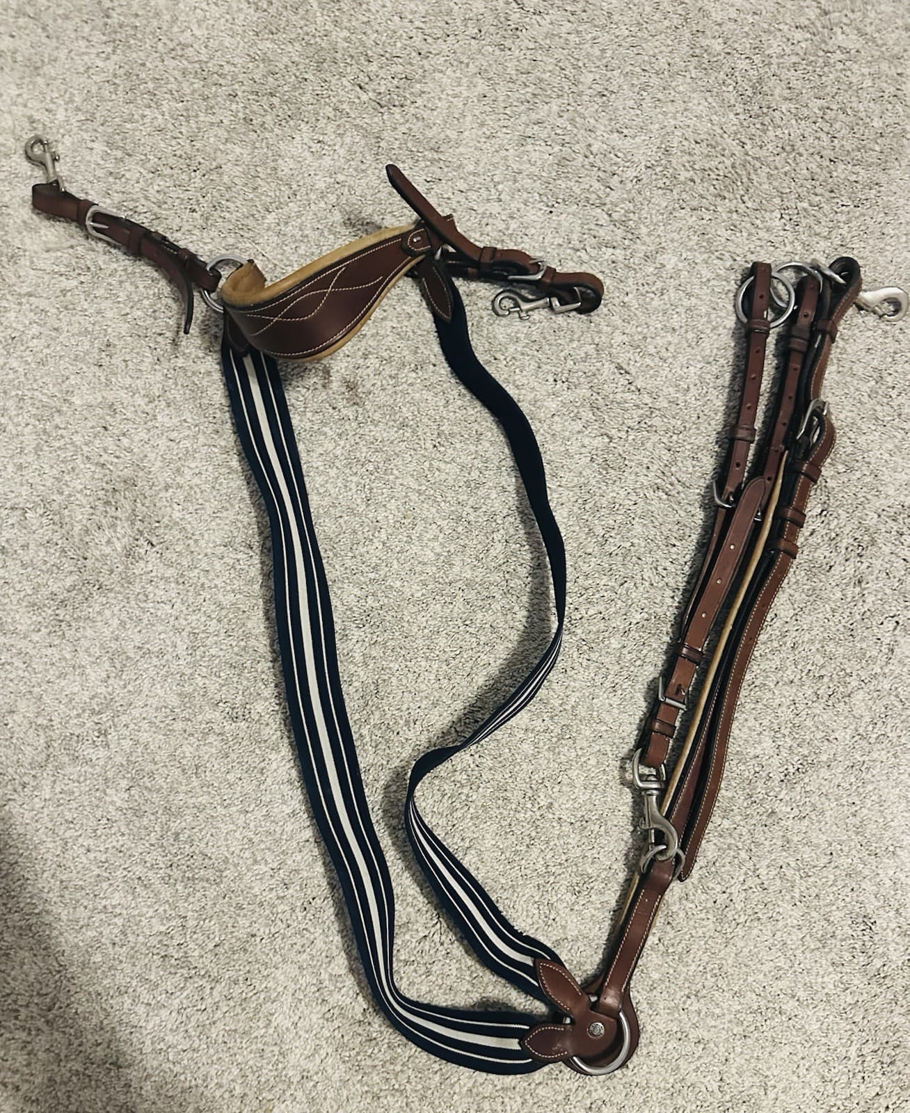 Antares Brown Bridge Breastplate for Full Size Horse with Running Martingale 3