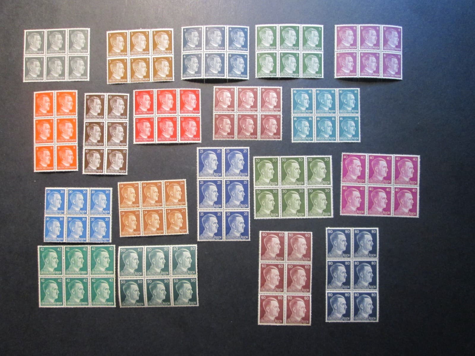 MNH Germany Europe WWII 3rd Reich Block of 6 Stamps Hitler Heads Scott HCV. 3