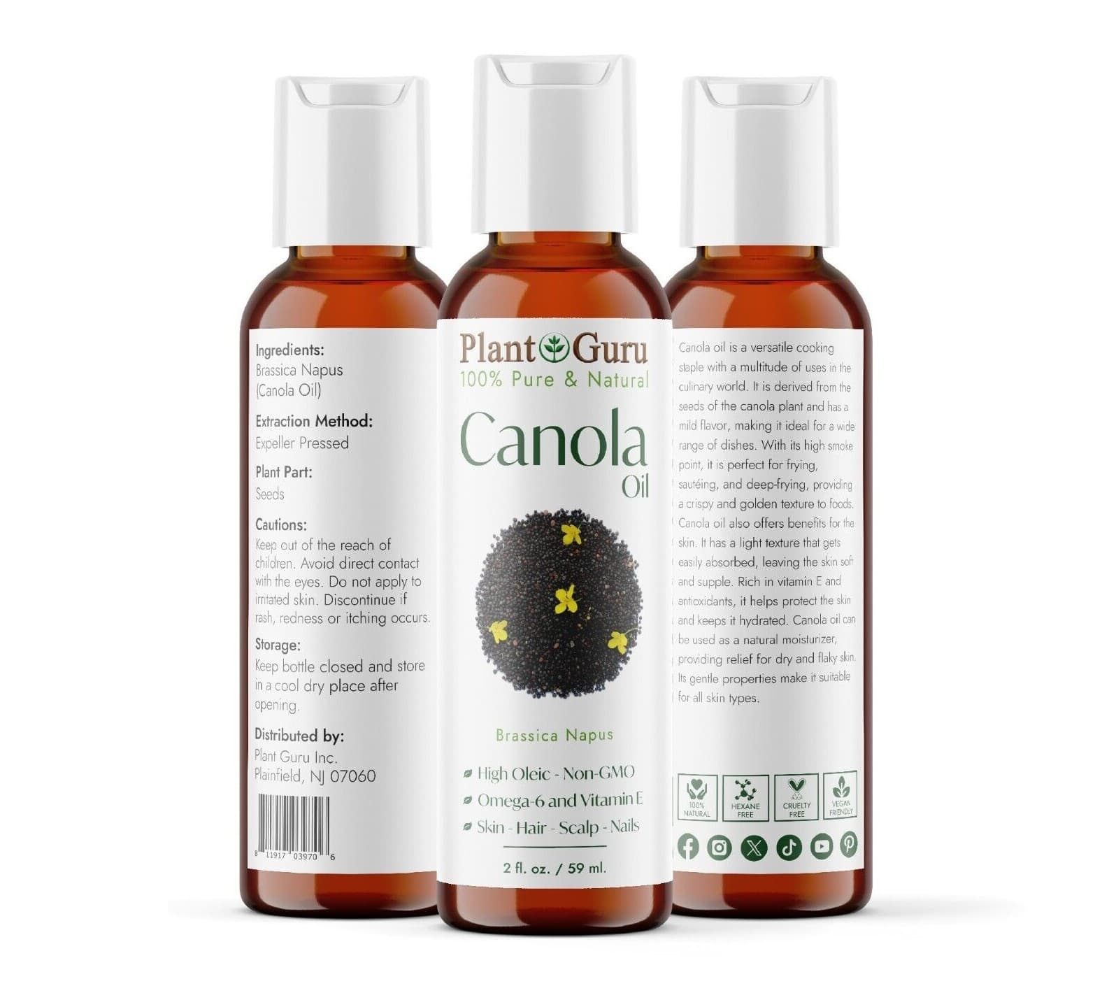 2 oz. Carrier Oil 100% Pure Natural Cold Pressed For Skin, Hair Growth, Massage 2
