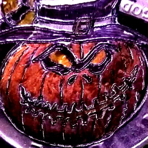 Hobo Nickel hand carved original by J&M Tarantula Kennedy as happy Halloween 3