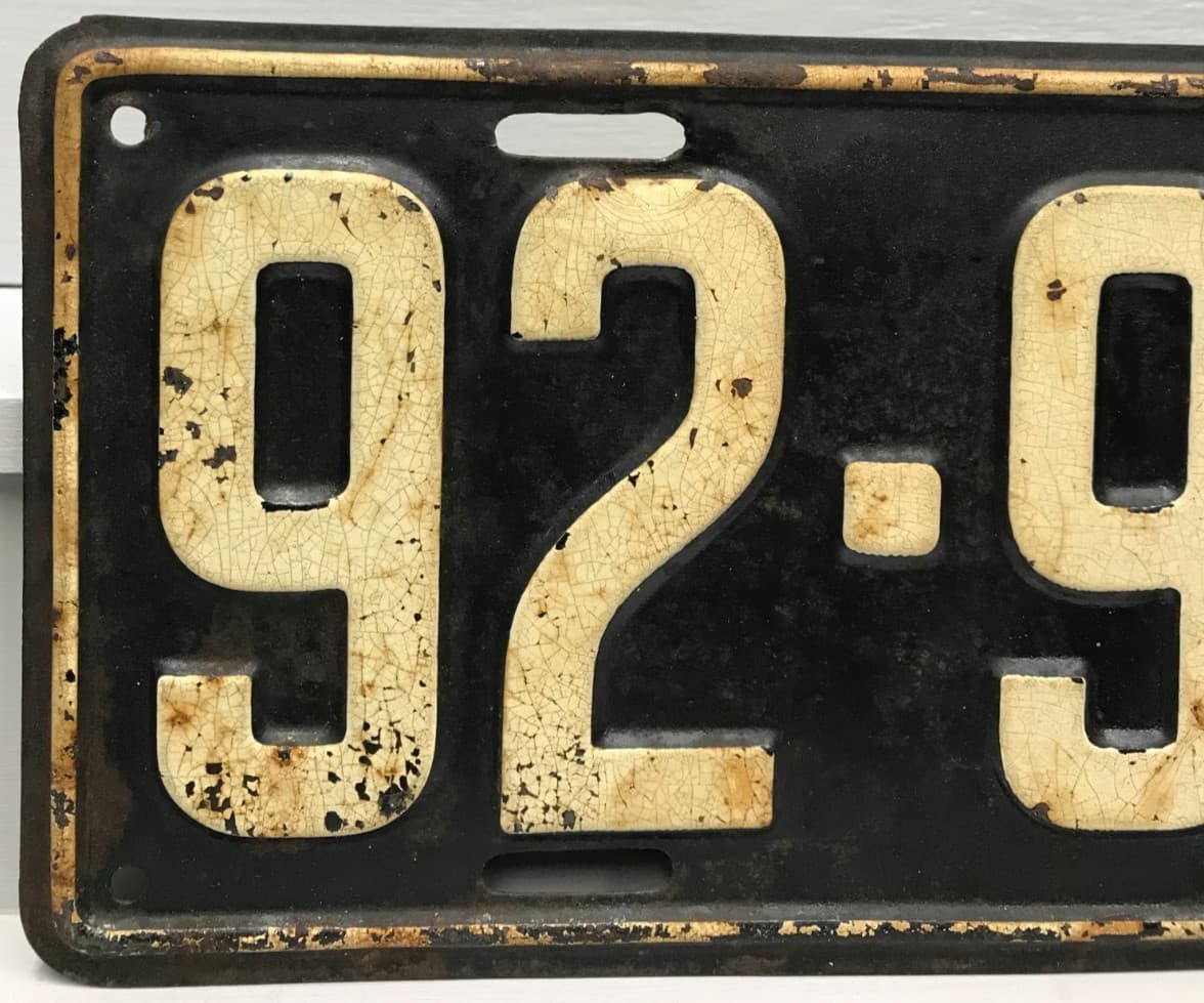 1930 Utah License Plate 92-981 2