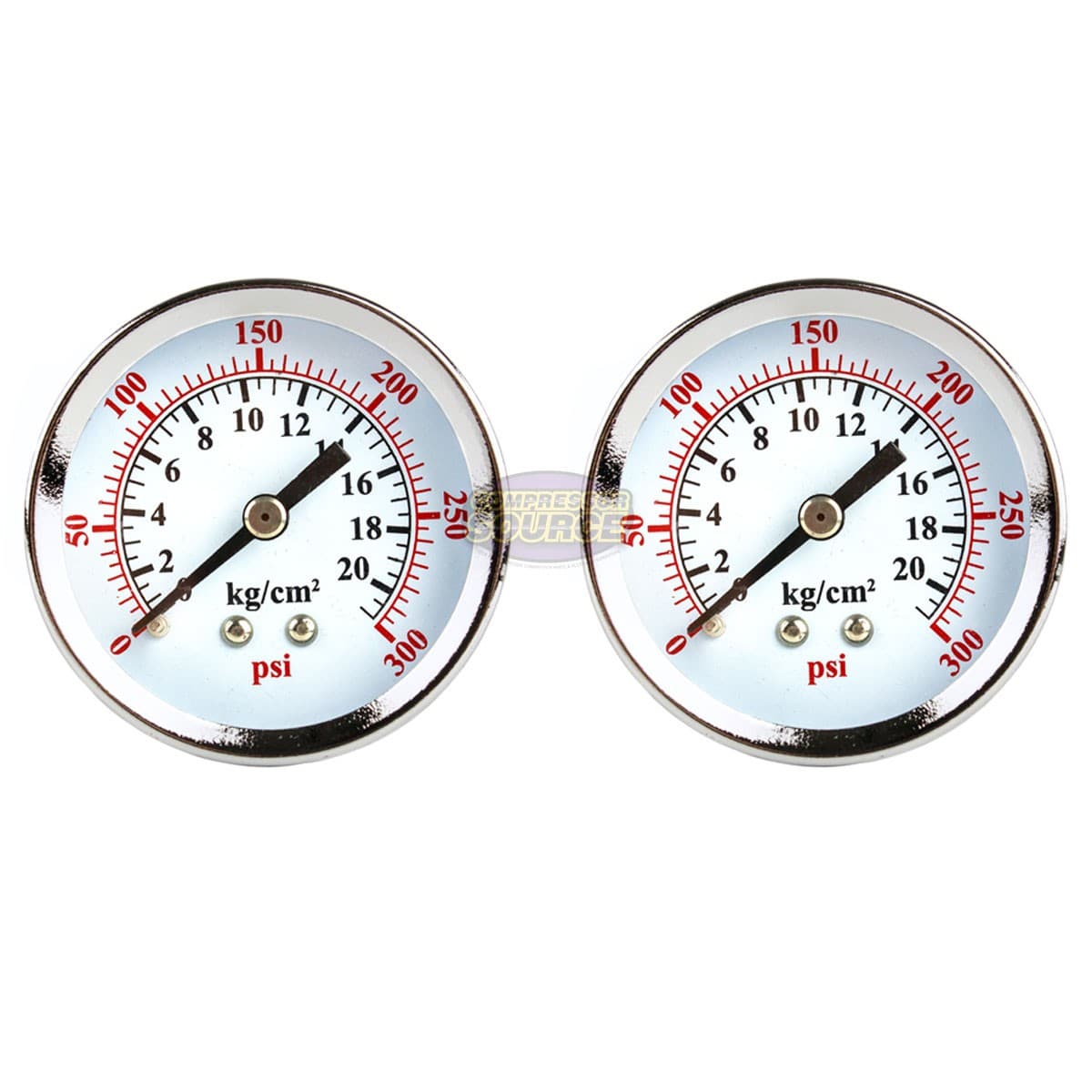 2 Air Compressor Pressure Hydraulic Gauges 2" Face Back Mount 1/4" NPT 0-300 PSI 2