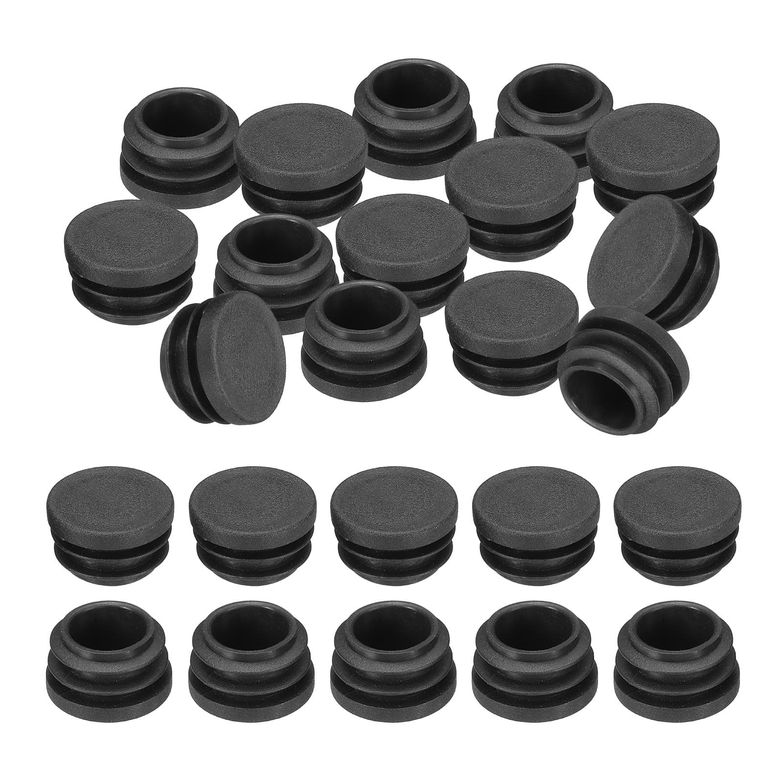 1" Plastic Tubing End Caps, 40Pcs Round Hole Plug Insert, Black