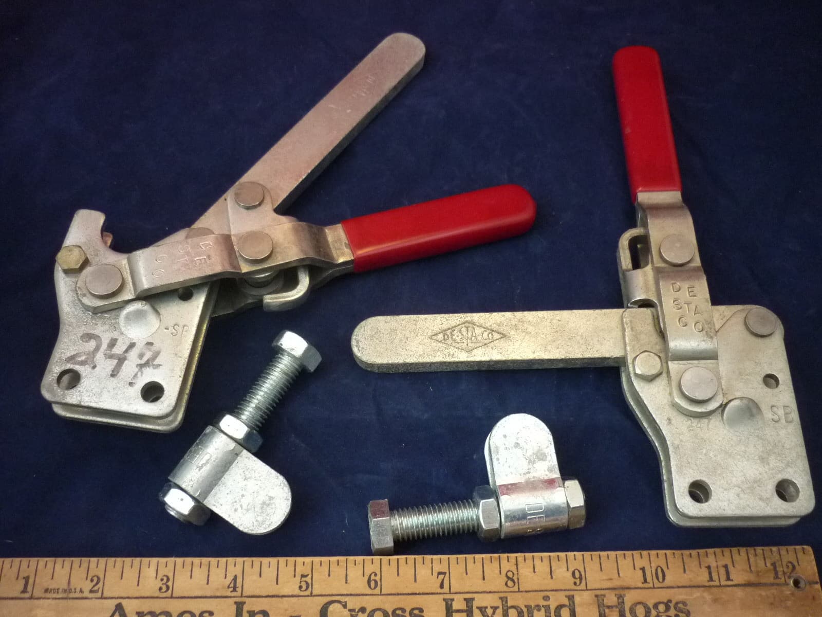 NOS PAIR OF LARGE DE-STA-CO NO. 247 VERTICAL HOLD DOWN CLAMPS 2 NEW