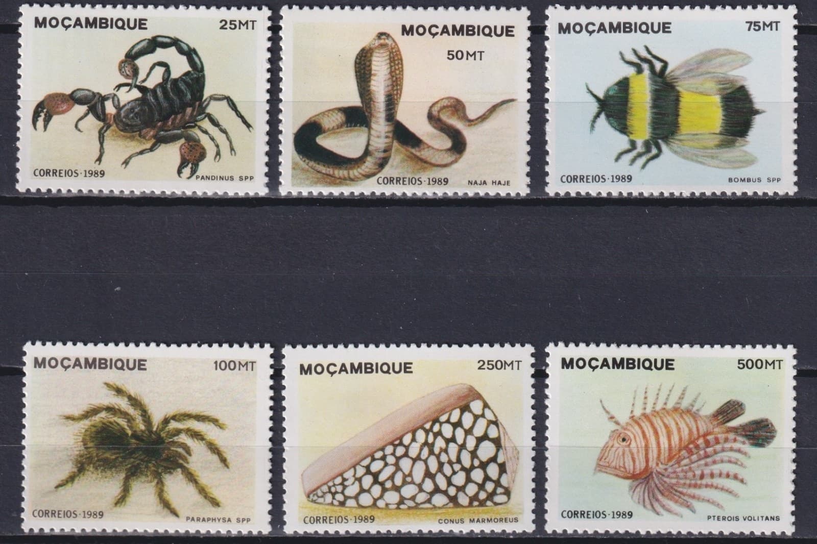 Mozambique 1989 Fauna, Spiders, Fishes, Insects, Snakes MNH**