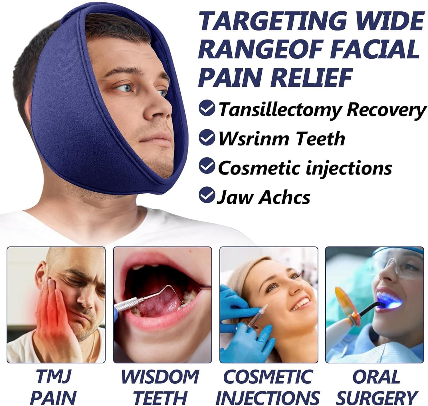 Wisdom Teeth Ice Pack Head Wrap, Face for Jaw Oral Surgery Pain...  2