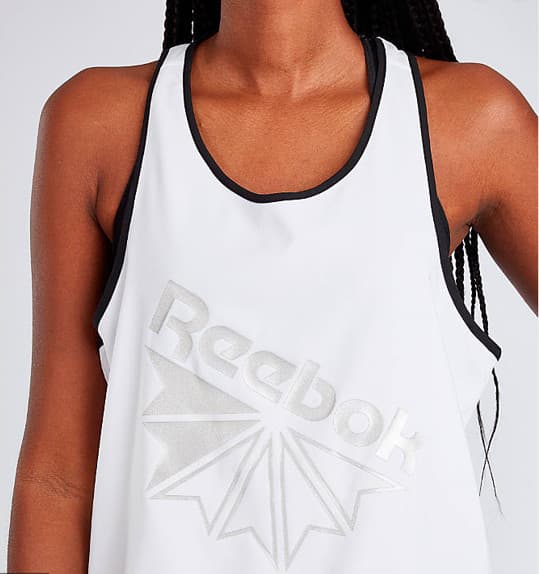 Reebok Classics Starcrest Graphic TankTop Womens Small Large Logo White NWT 3