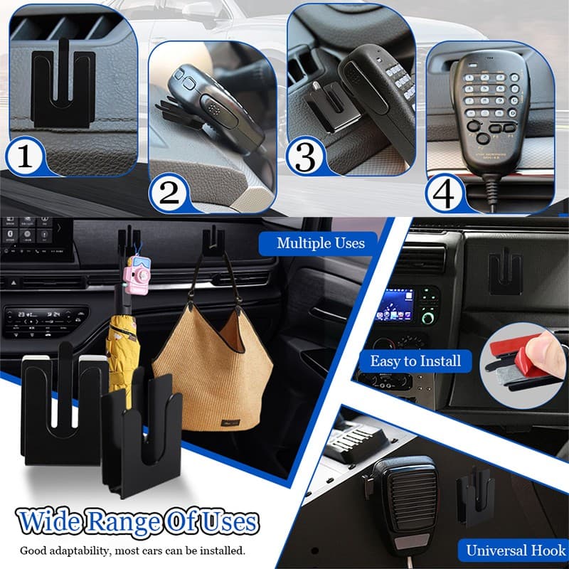 4Pcs Car Hanger Metal Holder w/Adhesive Back for Motorola/Yaesu/Icom/Kenwood Mic 4